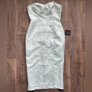 Lulus Sage mint Green Strapless Floral Jacquard Midi Dress NWT Size L